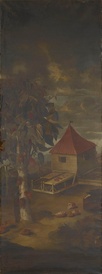 Vere Lynch, A Cocoa Tree and Roasting Hut, 1672, oil on canvas, 277.0 x 103.5 cm (it originally measured 203.5 x 103.5cm), The Royal Collection Trust (RCIN 406104). © Royal Collection Enterprises Limited 2025.