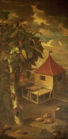 Unknown artist, A Cocoa Tree and Roasting Hut, late 17th century, oil on canvas, 203.5 x 101 cm, The National Trust (NT 453740). © National Trust Images.