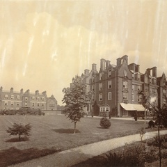 Sepia photograph of Newnham College