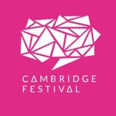 White Cambridge Festival Logo on a bright pink background
