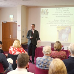Dr Mark Tumbridge speaking during the Legacies of Enslavement seminar at Selwyn College, University of Cambridge.